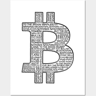 Bitcoin with crypto words Posters and Art